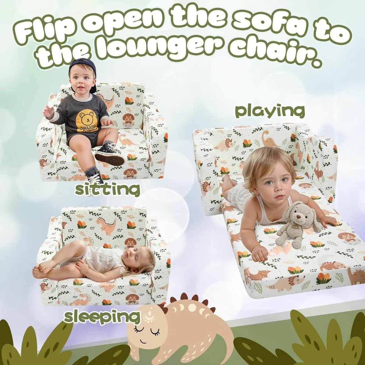 Kids Couch, Folding Toddler Chair Comfy Toddlers - Image 2