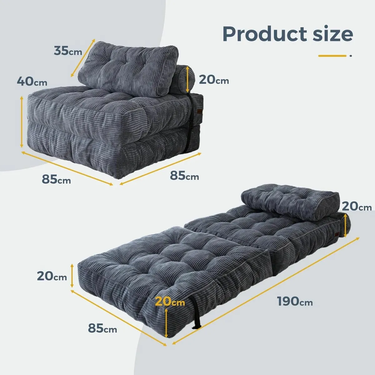 Folding Sofa Bed, Sleeper Chair Pilow Matress - Image 4