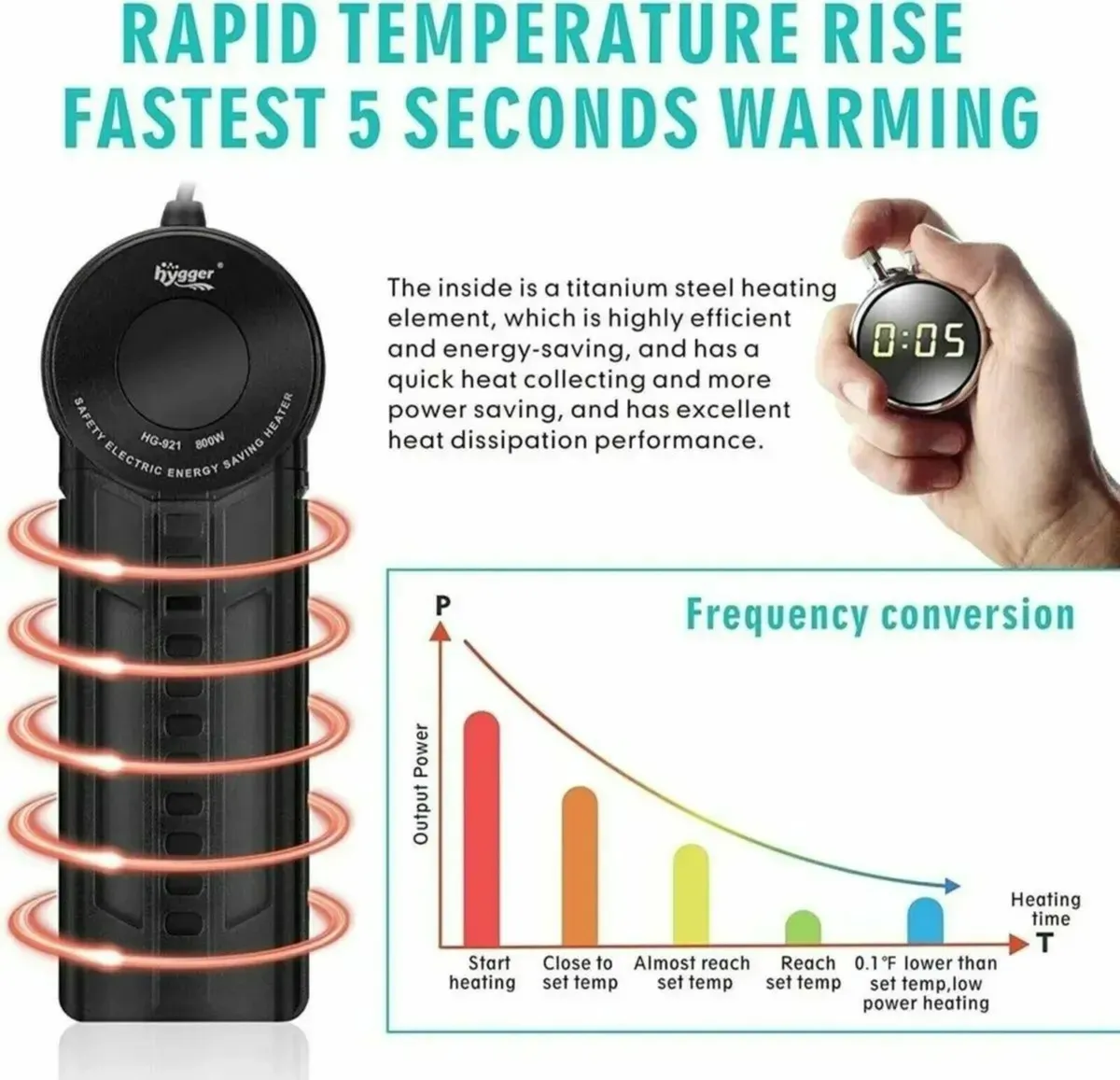 Underwater Aquarium Heater 800W Submersible - Image 4