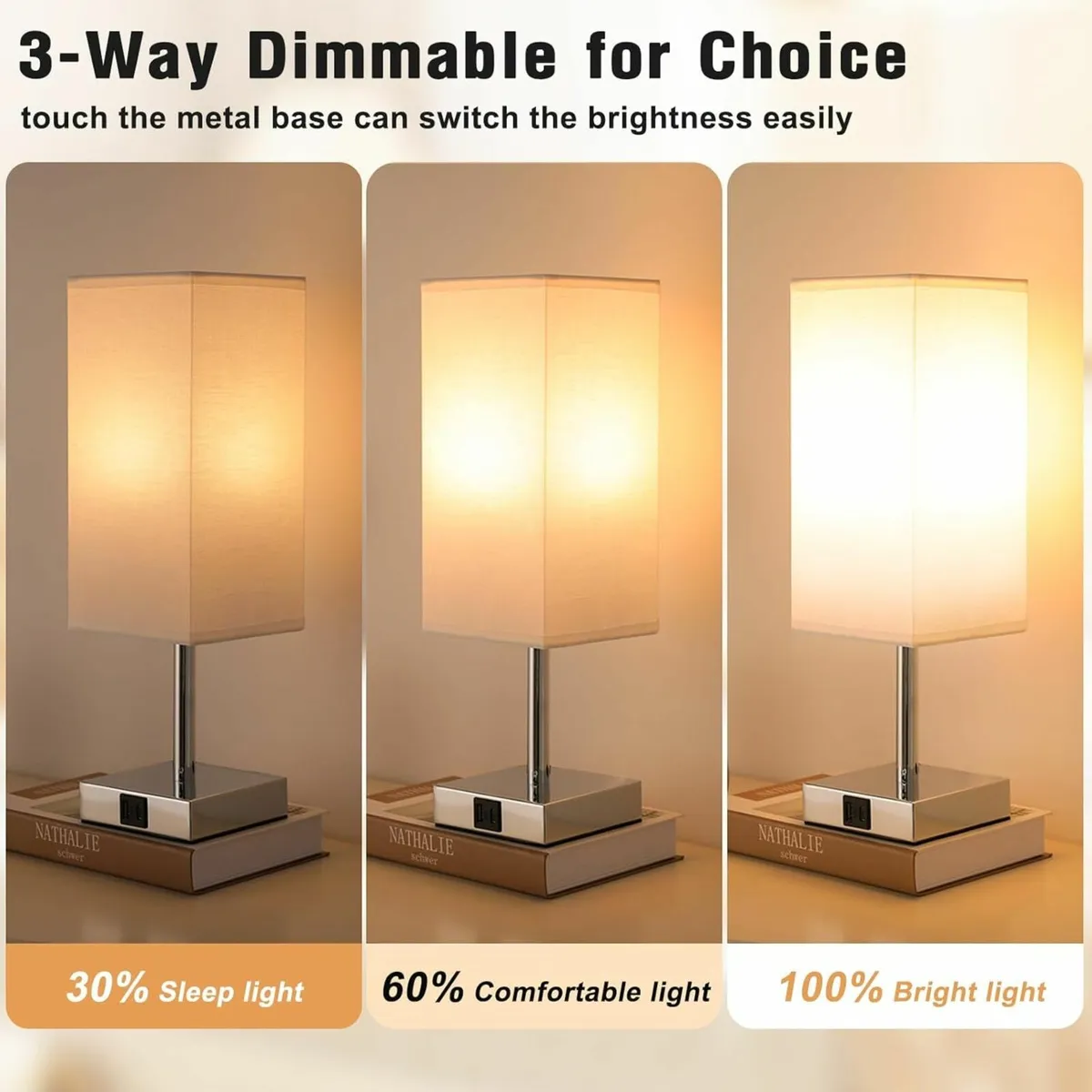 Bedside Lamps Set of 2, Touch Lamps Bedside - Image 2