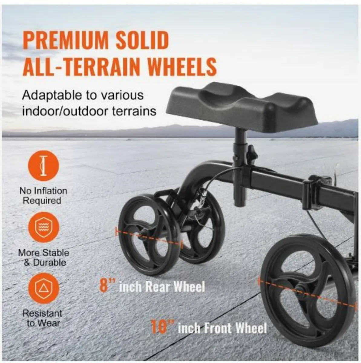 Folding Knee Scooter, Carbon Steel - Image 2