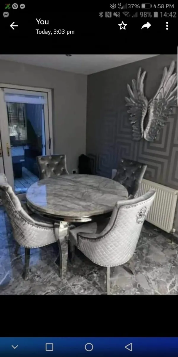 Brand New 1.2m marble dining table with 4 chairs - Image 2