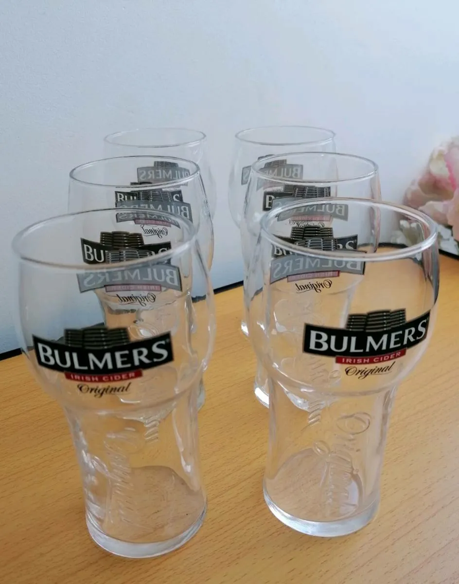 6 x Bulmers Cider Beer Pint Glasses - Image 1