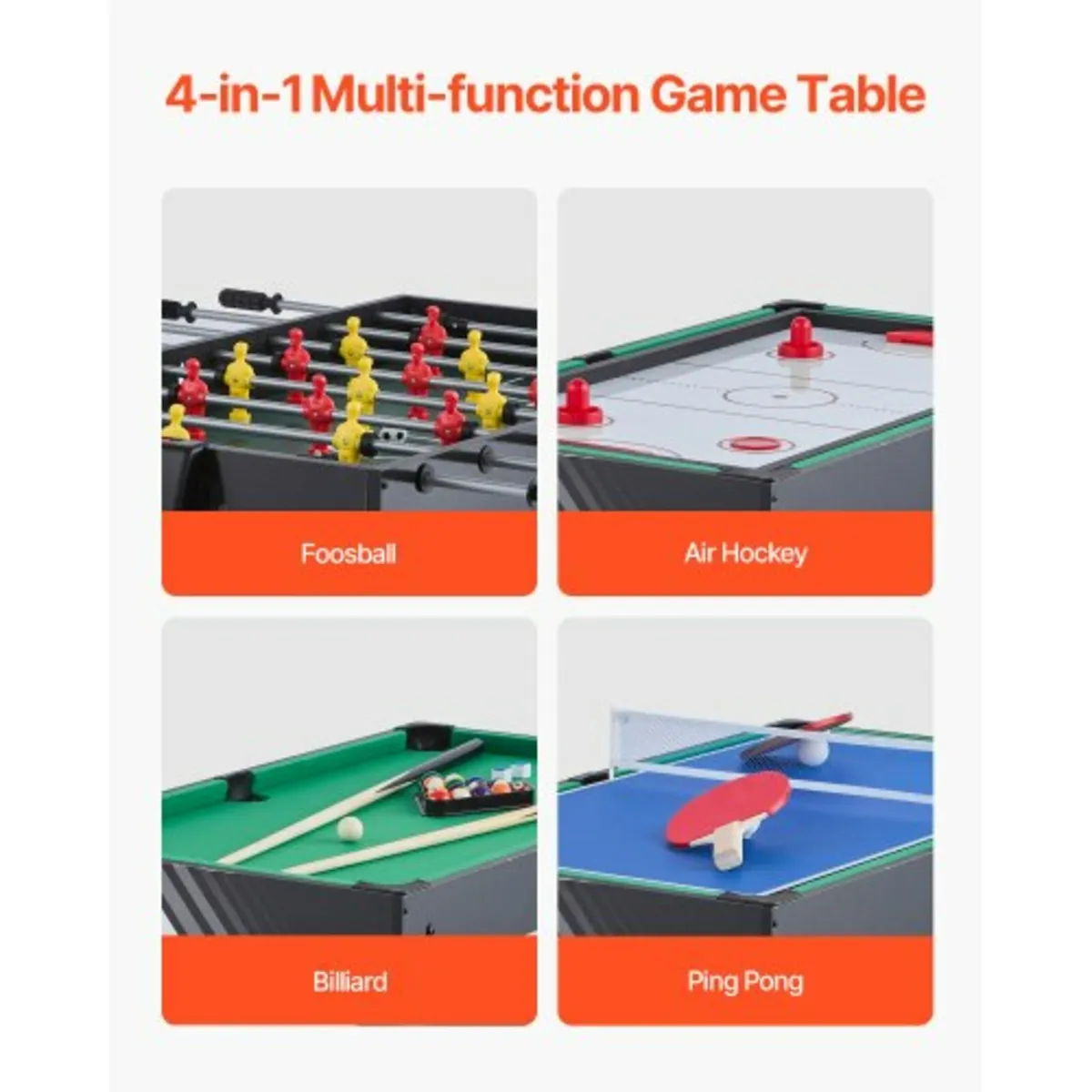 122cm Air Hockey Table 4-in-1 Combo Game Table Foo - Image 2