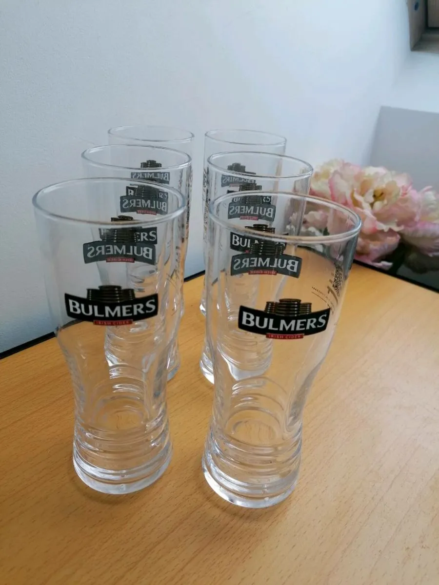 6 x Bulmers Cider Beer Pint Glasses - Image 1
