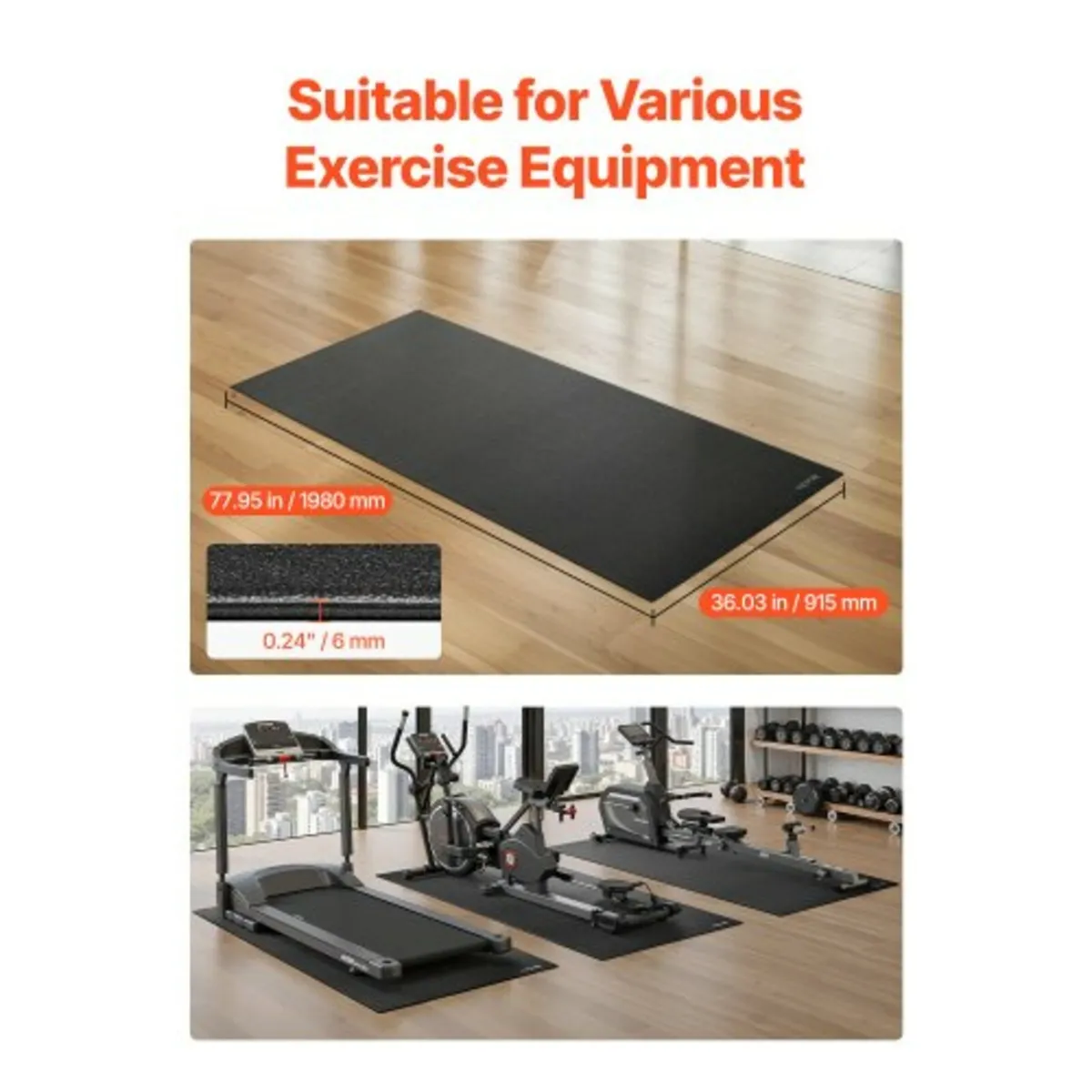 Treadmill Mat for Carpet Floor 6mm Thick 915x1980m - Image 3