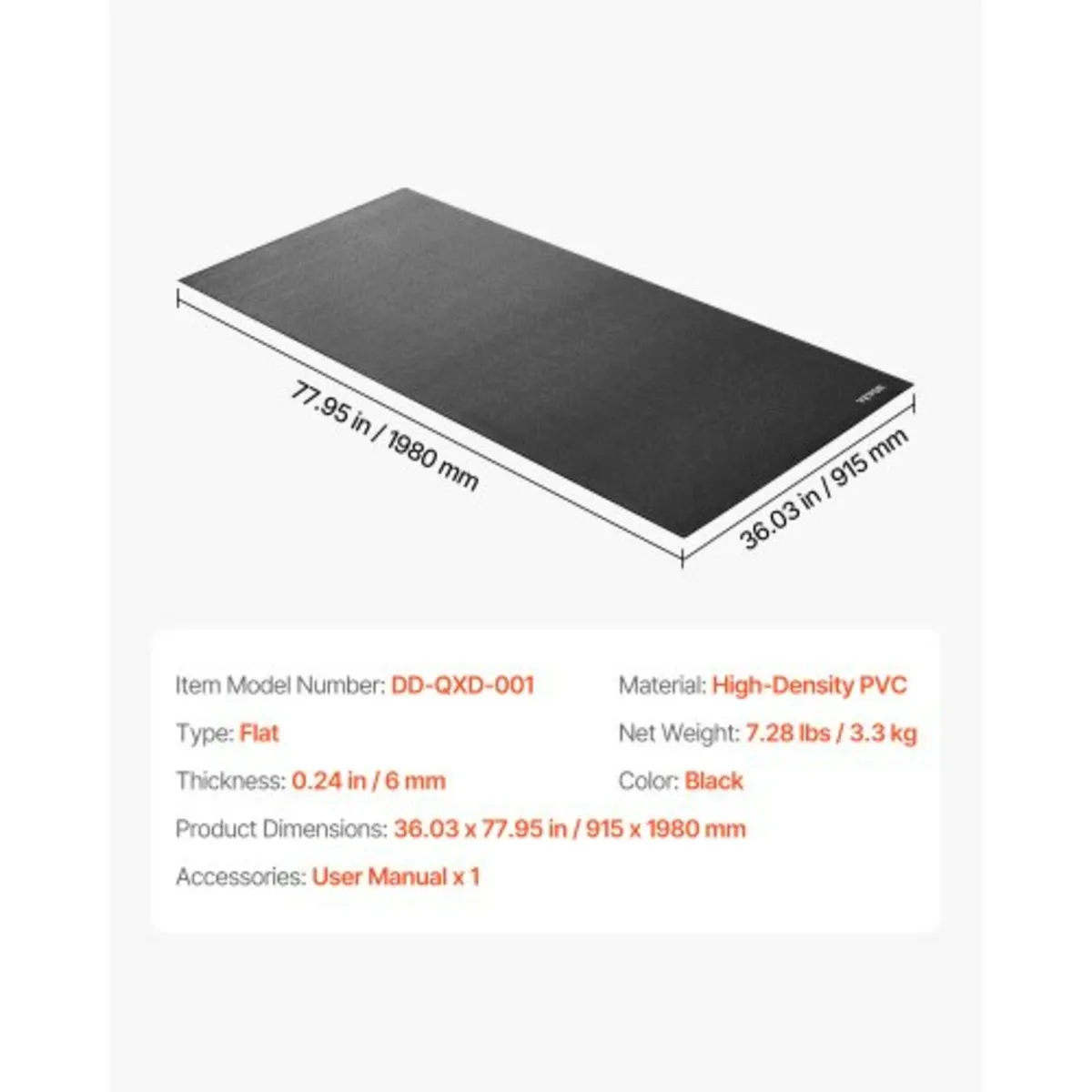 Treadmill Mat for Carpet Floor 6mm Thick 915x1980m - Image 4