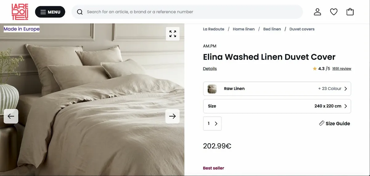 NEW :: ELINA LINEN KING DUVET SET + FITTED SHEET - Image 3