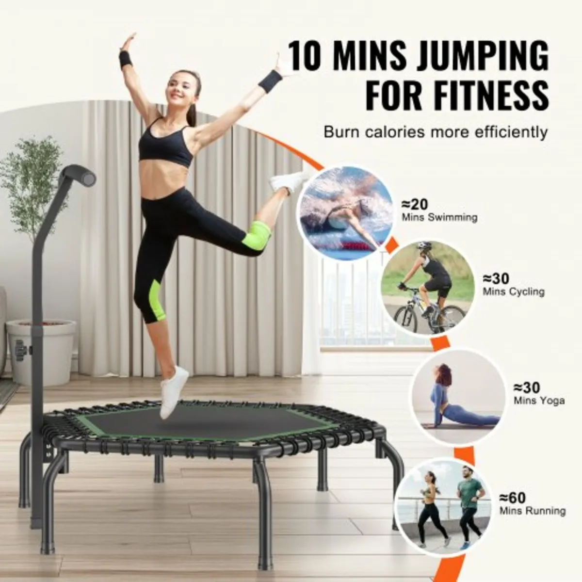 54.5" Mini Fitness Trampoline Adults Indoor Exerci - Image 2