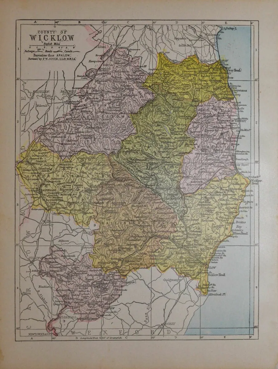 County Wicklow 1905 Antique Map - Image 1