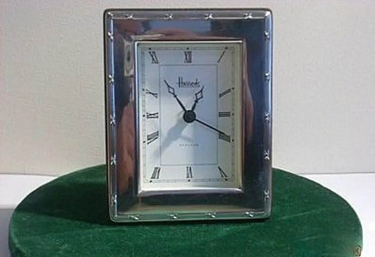 Vintage Harrods Silver Desk Clock - Image 2