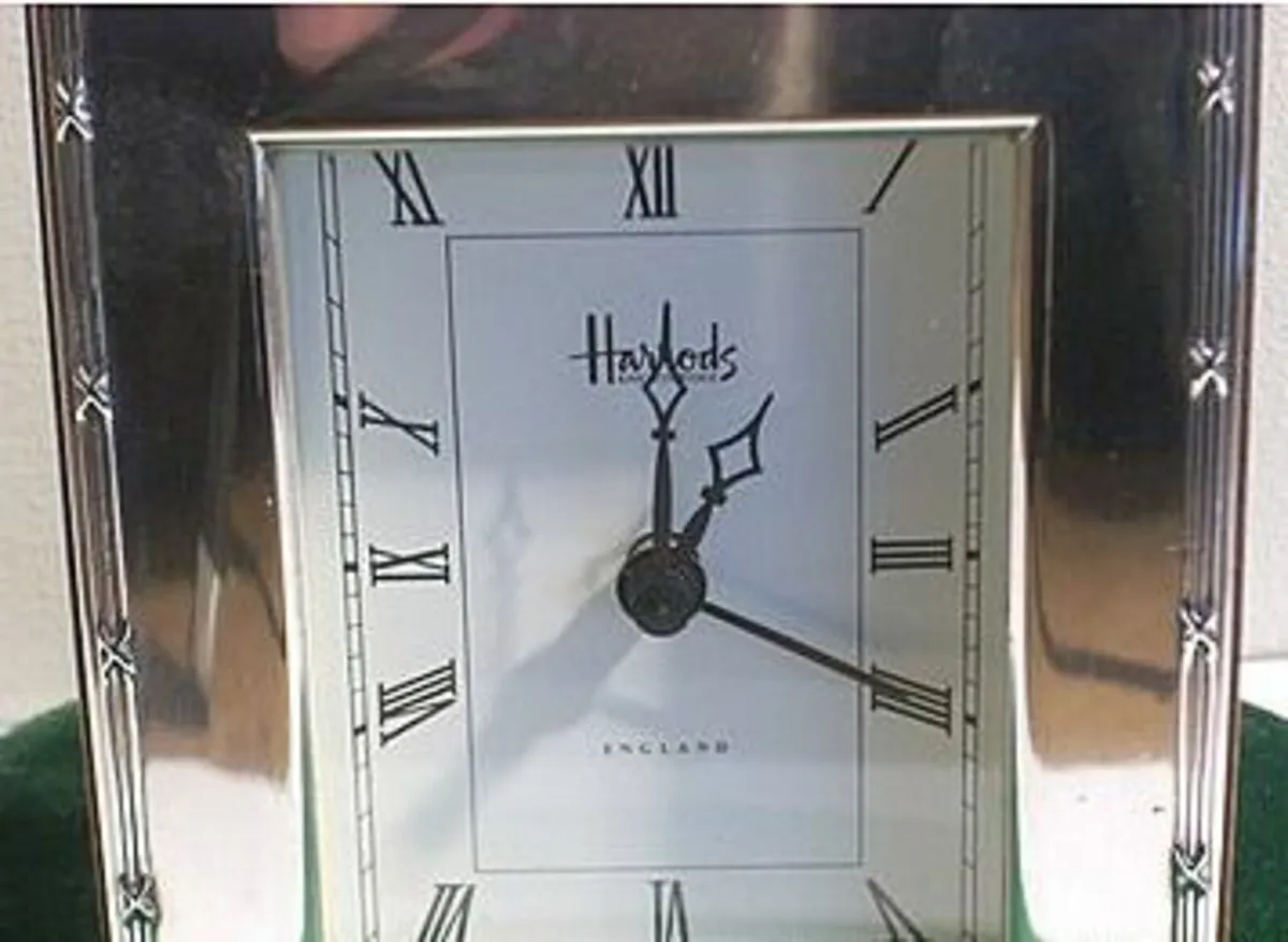 Vintage Harrods Silver Desk Clock - Image 4