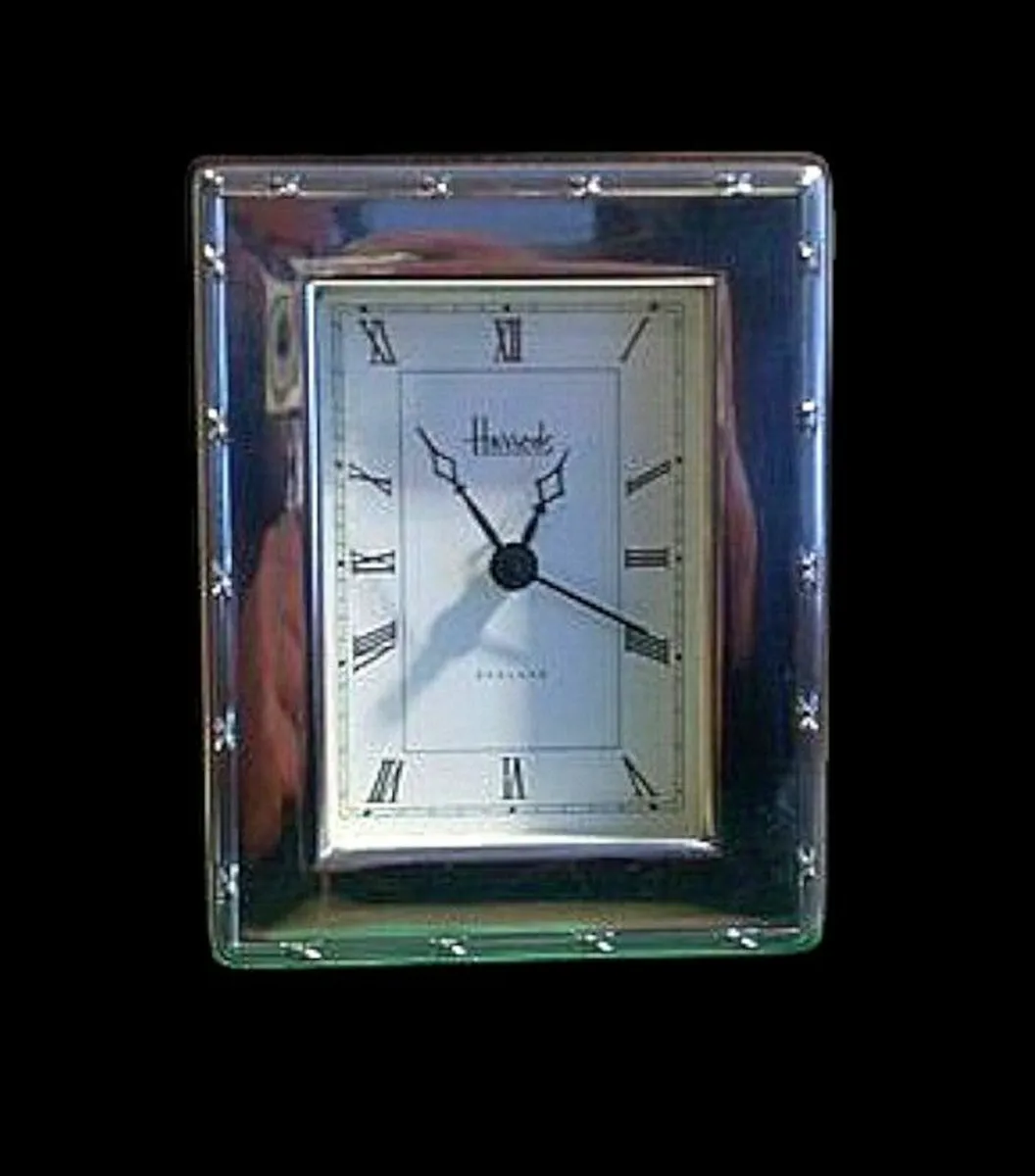 Vintage Harrods Silver Desk Clock - Image 1