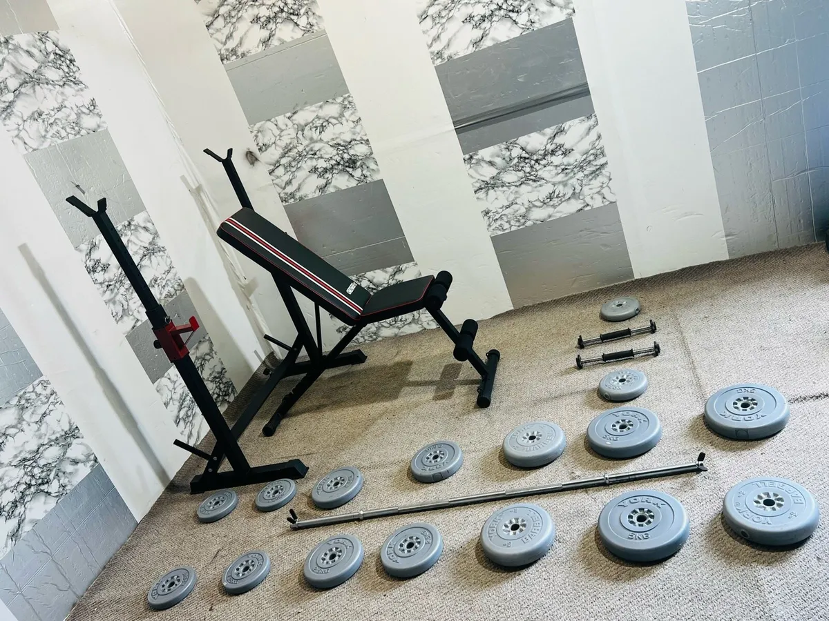 WEIGHTS  BARBELL ADJUSTABLE RACK BENCH DUMBBELLS - Image 1