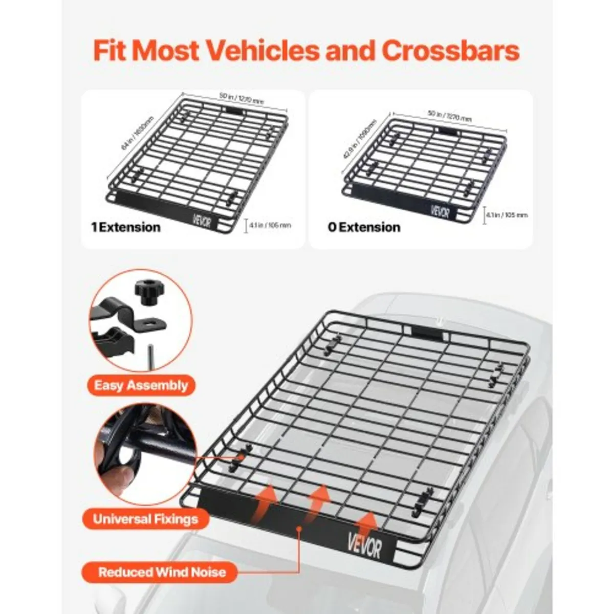 Roof Rack Cargo Carrier Basket 64 x 50 x 4.1 in Ca - Image 2