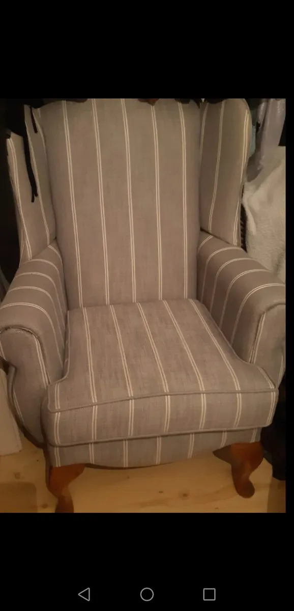 Finline  Queen Anne Wing Chair Newly Reupholstered - Image 3