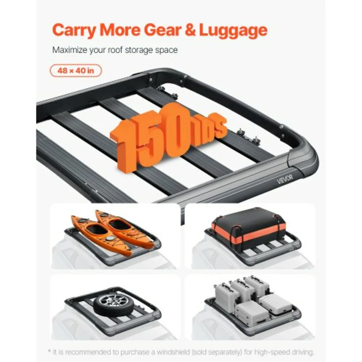Roof Rack Cargo Carrier Basket 48 x 40 x 5.6 in Ca - Image 3