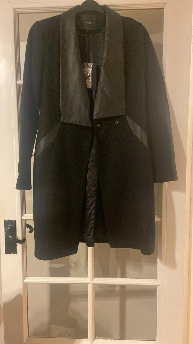 Coat with Leather detail