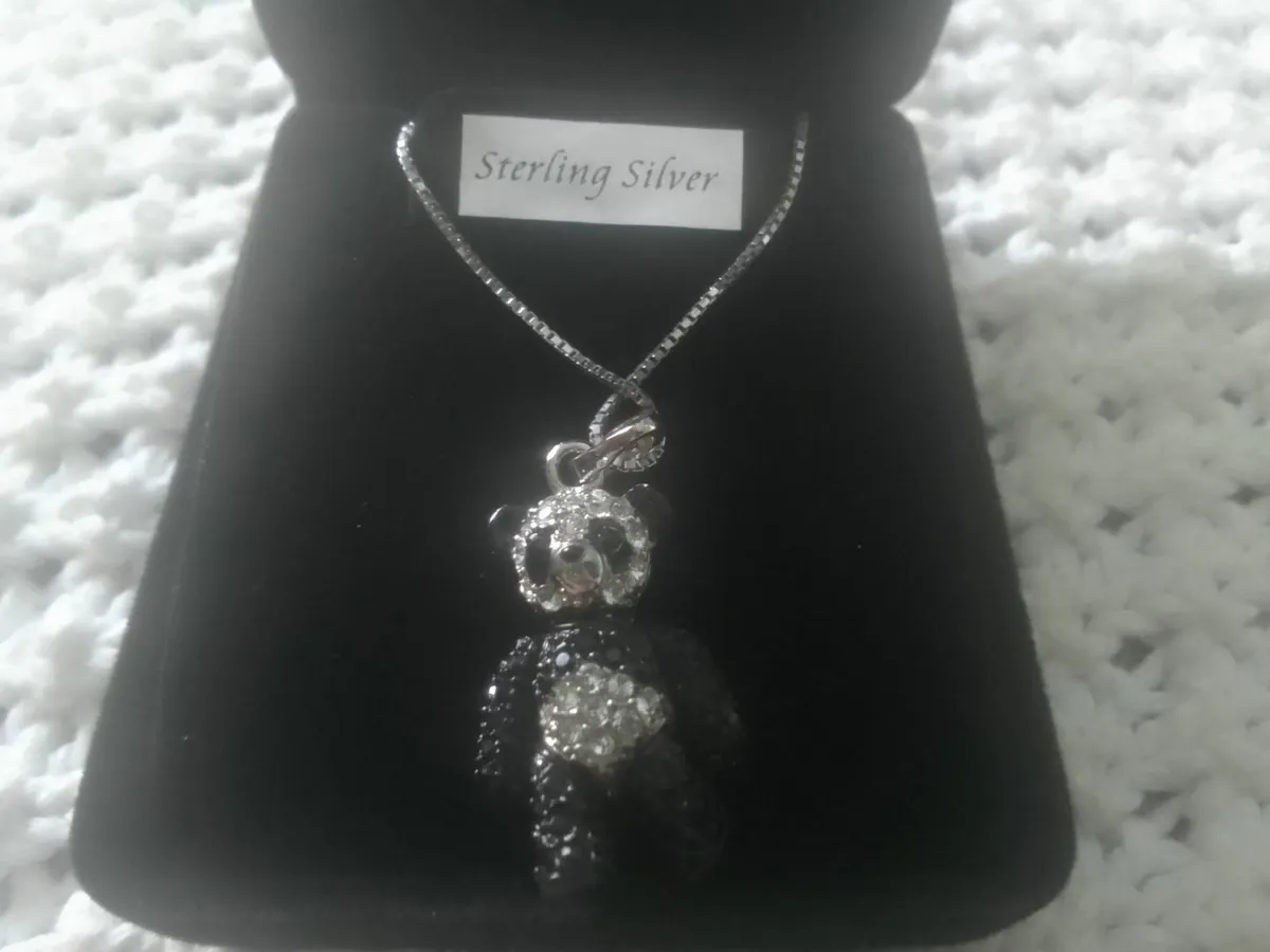 STERLING SILVER SWAROVSKI PANDA PENDANT NEW - Image 1