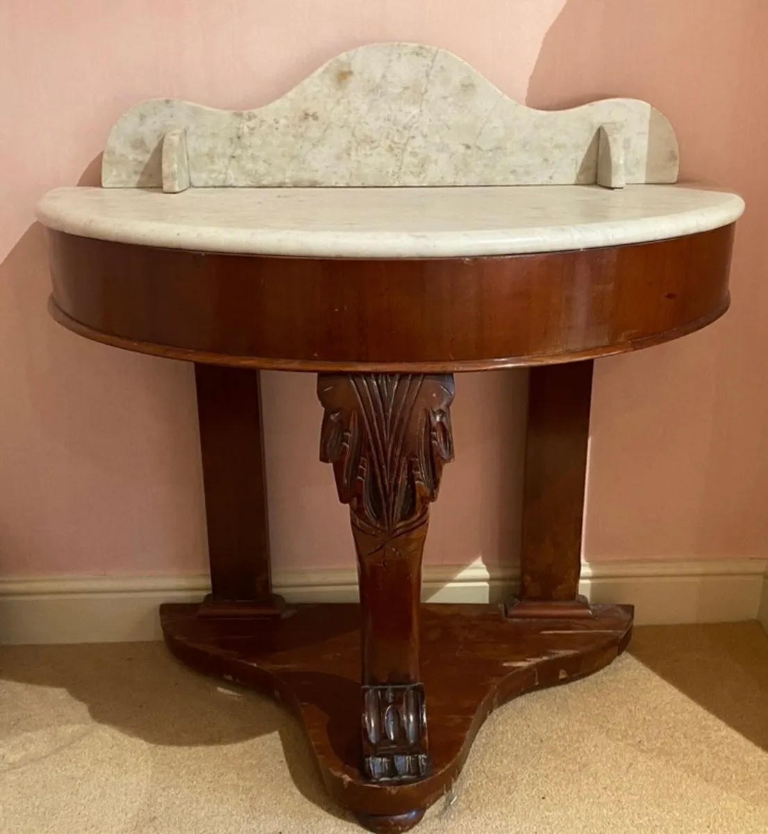 Victorian marble top hallway Console table