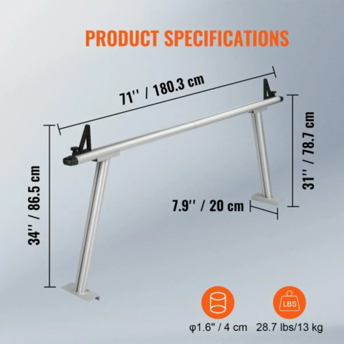 Truck Rack, 800 lbs Capacity, 71"x31" Aluminum Lad - Image 3