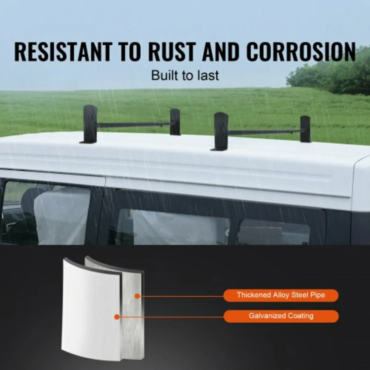 Van Roof Ladder Rack, 2 Bars Alloy Steel Roof Rack - Image 2