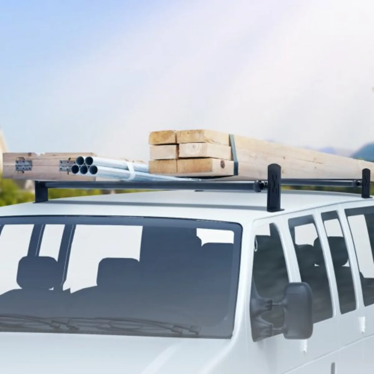 Van Roof Ladder Rack, 2 Bars Alloy Steel Roof Rack - Image 4