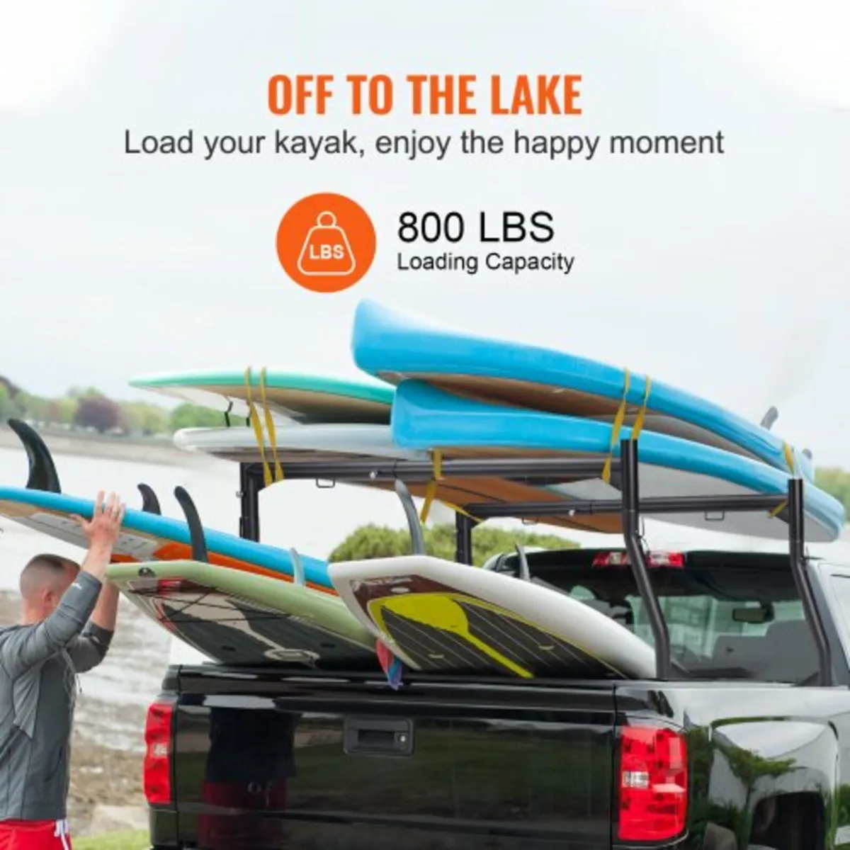 46-71inch Extendable Truck Ladder Rack, 800 lbs Ca - Image 3