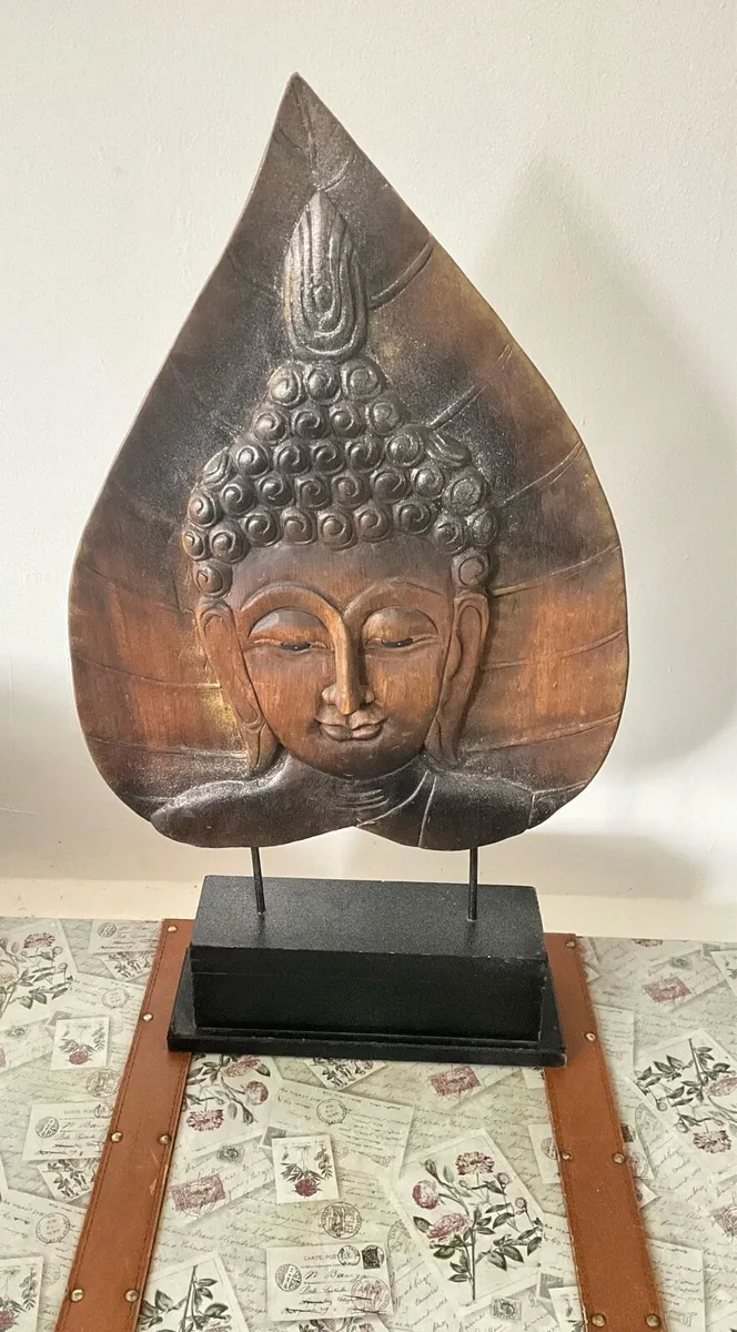 Unique Carved Hardwood Budha Sculpture - Image 2