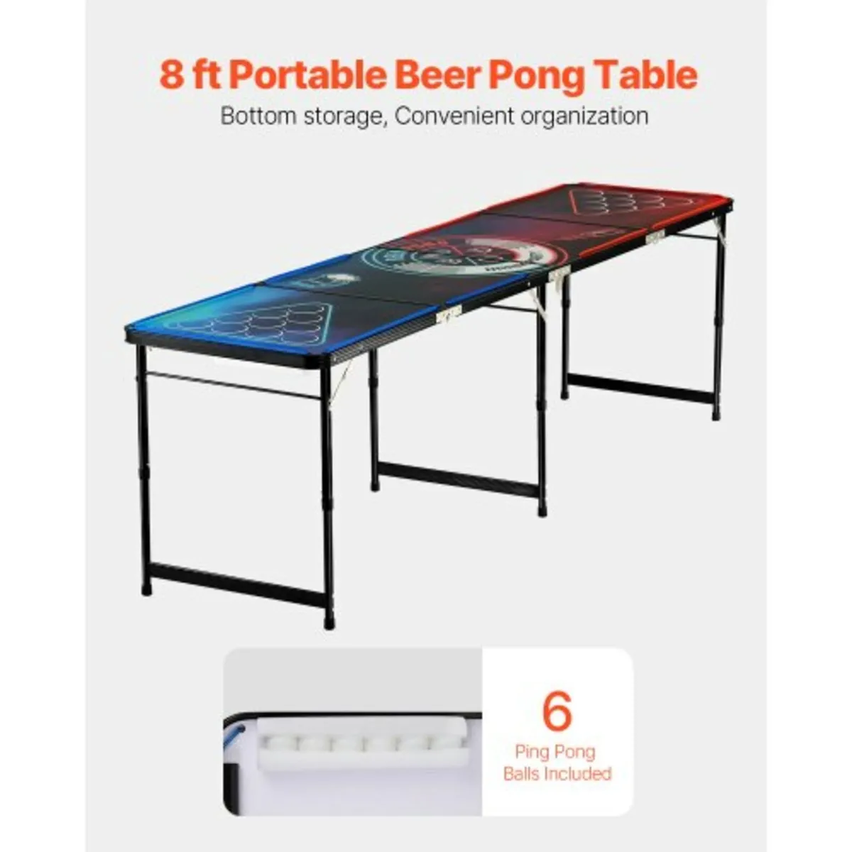 2.4 m Portable Beer Pong Tailgate Table Party Game - Image 2