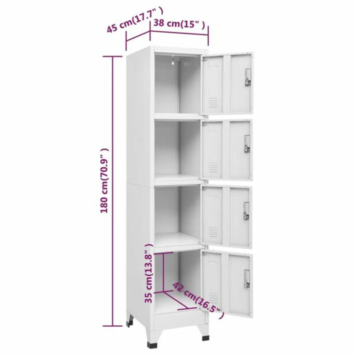 Locker Cabinet Anthracite 38x45x180 cm Steel - Image 4