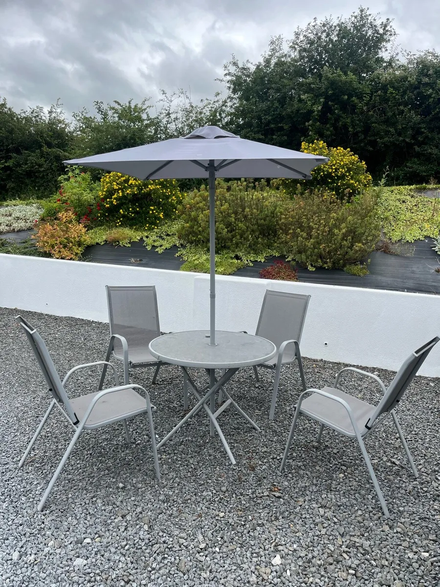 Outdoor Table, Chairs and Sunshade set - Image 1