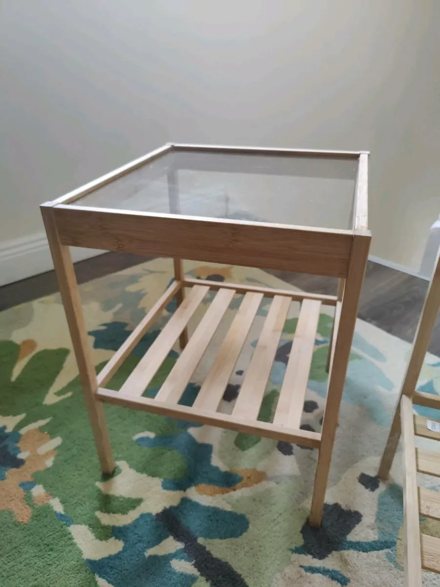 2x glass top bedside tables - Image 3