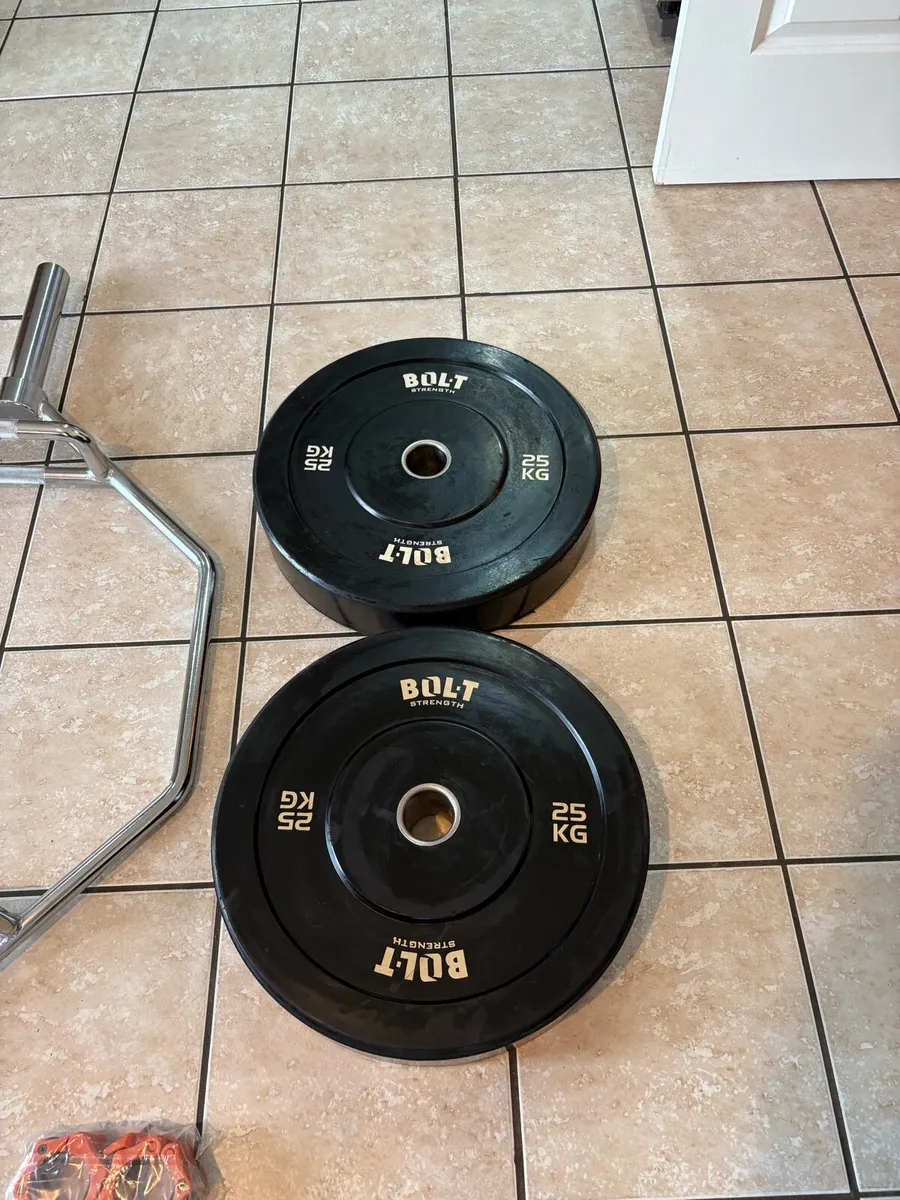 HEX SHRUG DEADLIFT BAR +  BUMPER OLYMPIC WEIGHTS - Image 2