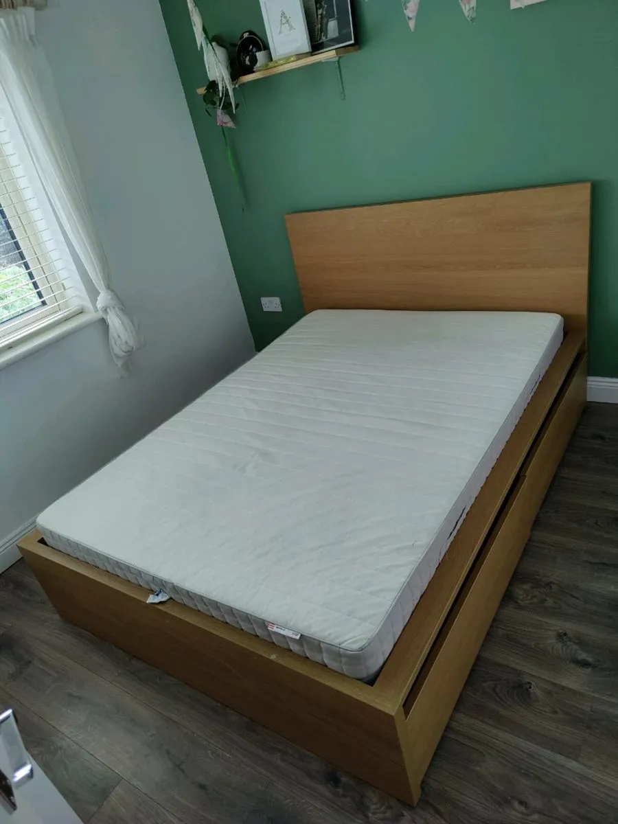 Double bed frame with storage & optional mattress - Image 1