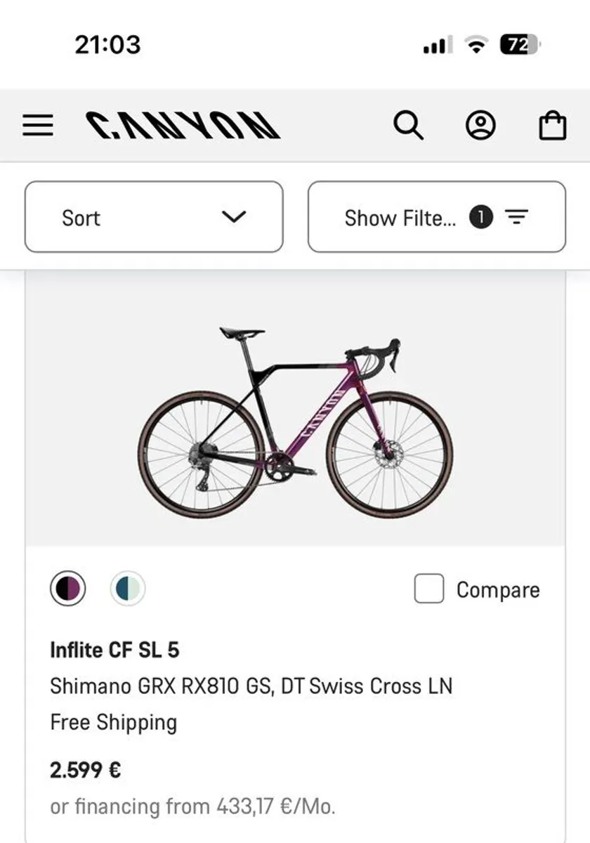 Cyclocross Canyon Inflite CF SL 5 - Image 1