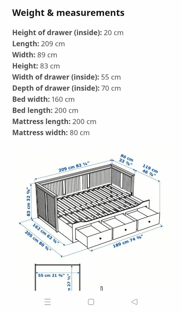 Ikea Hemmes day-bed with 3 drawers - Image 3