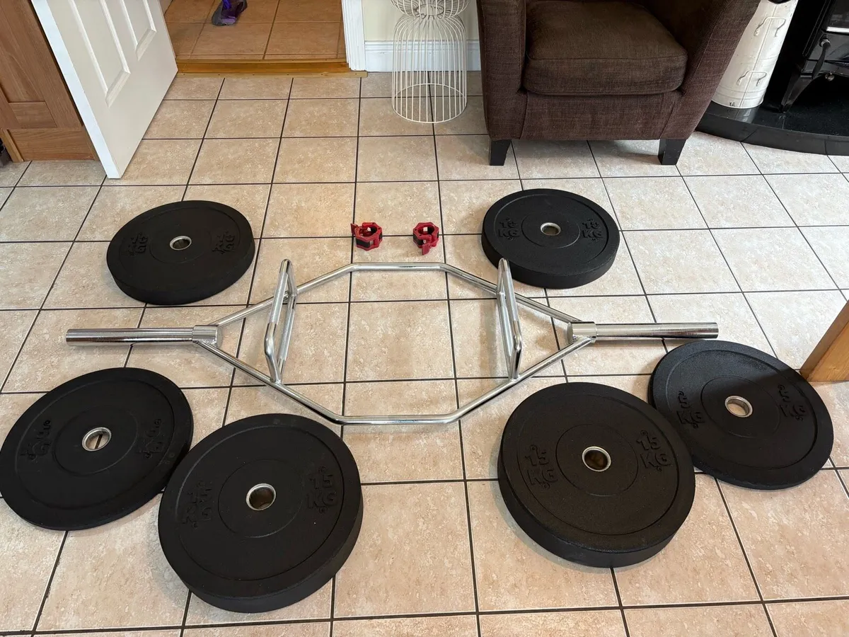 SUPERIOR 25KG OLYMPIC HEX BAR AND RUBBER PLATES - Image 1
