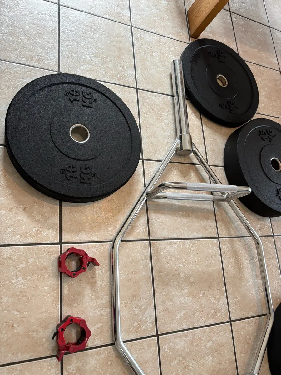 SUPERIOR 25KG OLYMPIC HEX BAR AND RUBBER PLATES - Image 4