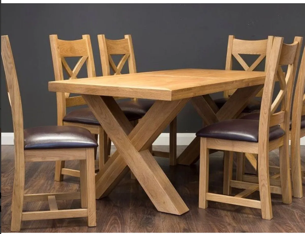 Solid Oak Table & 6 Chairs - Image 1