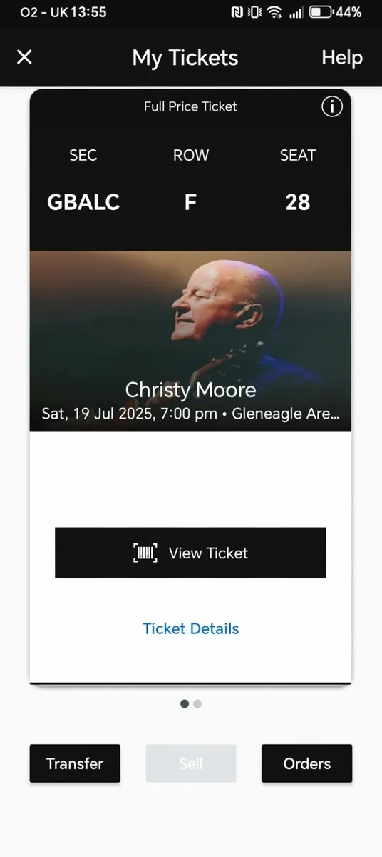 2 x Christy Moore tickets for Gleneagle Hotel - Image 2