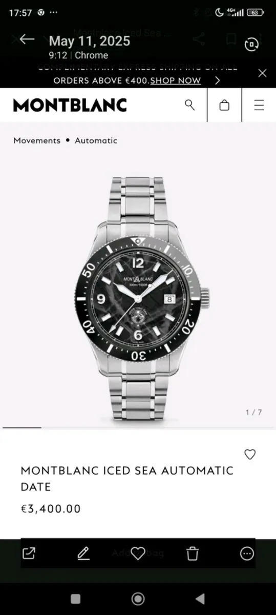 Montblanc Iced sea auto watch - Image 1