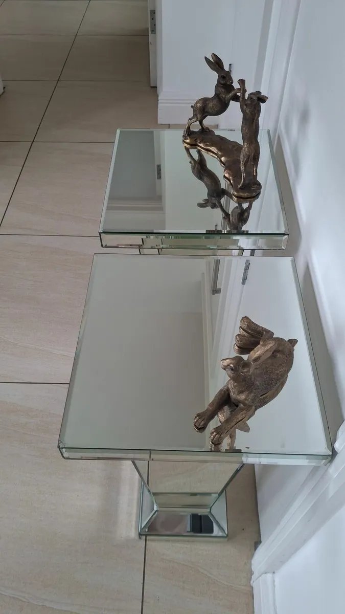 Mirrored Tapered Pedestal Side Tables - Image 3