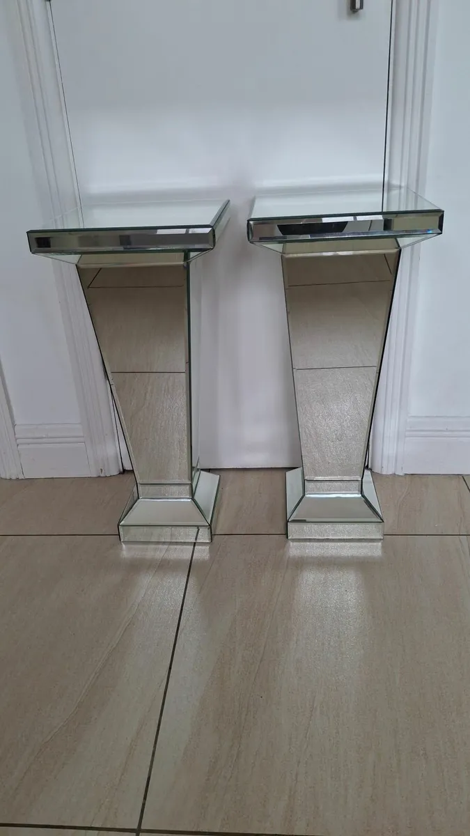 Mirrored Tapered Pedestal Side Tables - Image 4