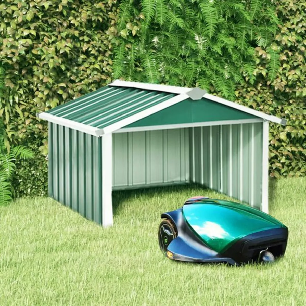 Garden Robot Lawnmower Shed 92x97x63 cm Galvanised - Image 1
