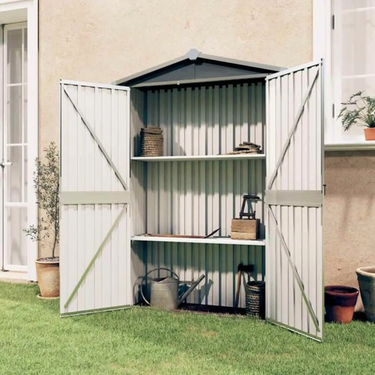 Garden Shed Green 116x45x175 cm Galvanised Steel - Image 3