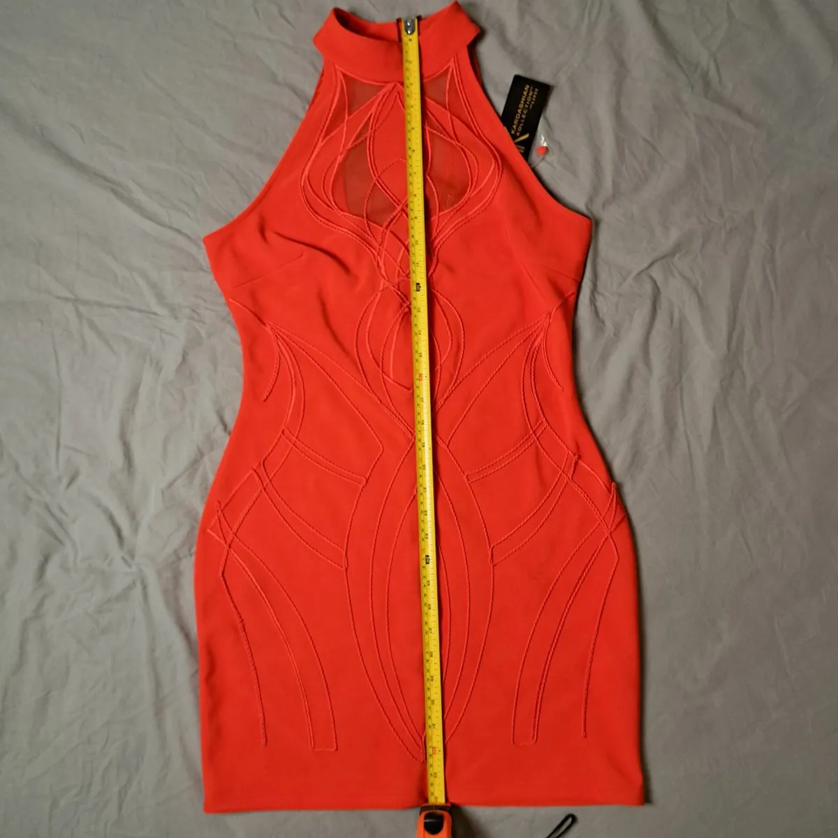 Lipsy Red Halter Mini Bodycon Dress 14UK/42EU - Image 3