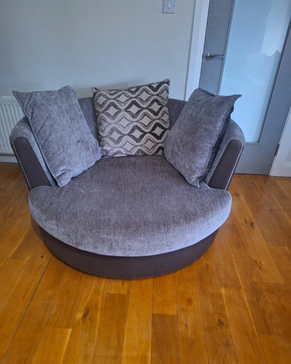 3 seater, 2 seater, swivel chair & footstool - Image 2