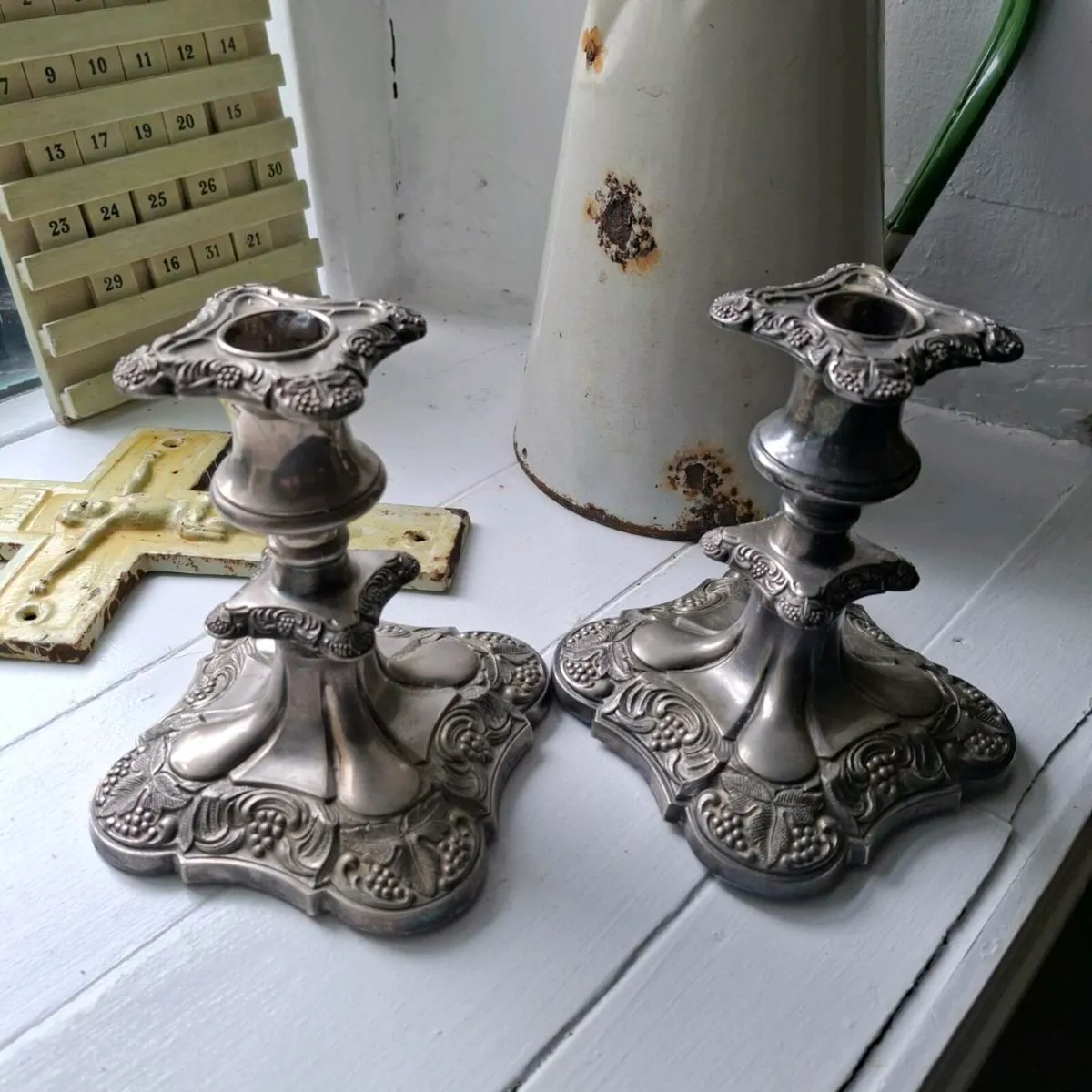 Pair of Silverplate Candlestick Holders - Image 1