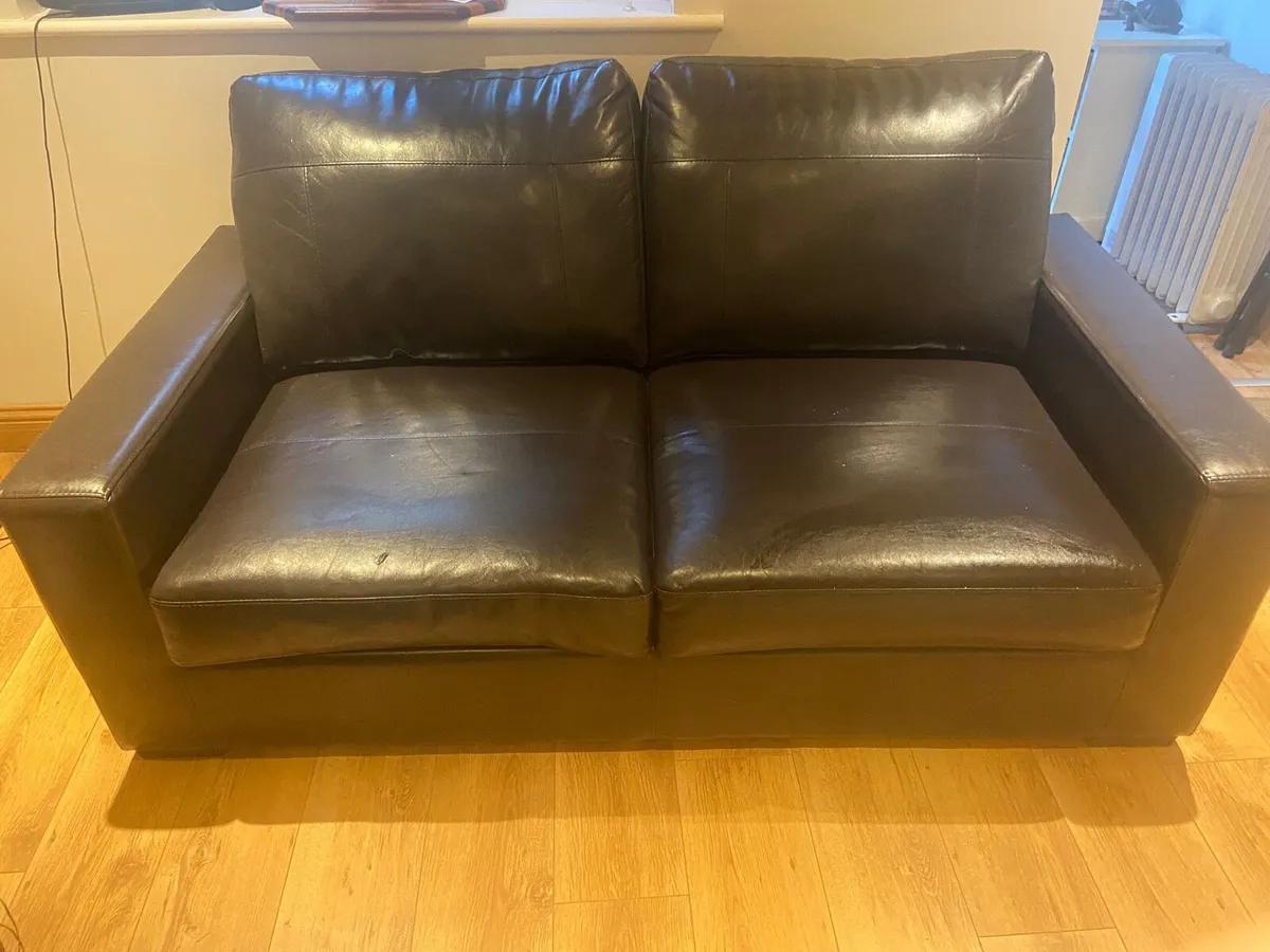 Black faux leather Sofa bed - Image 1